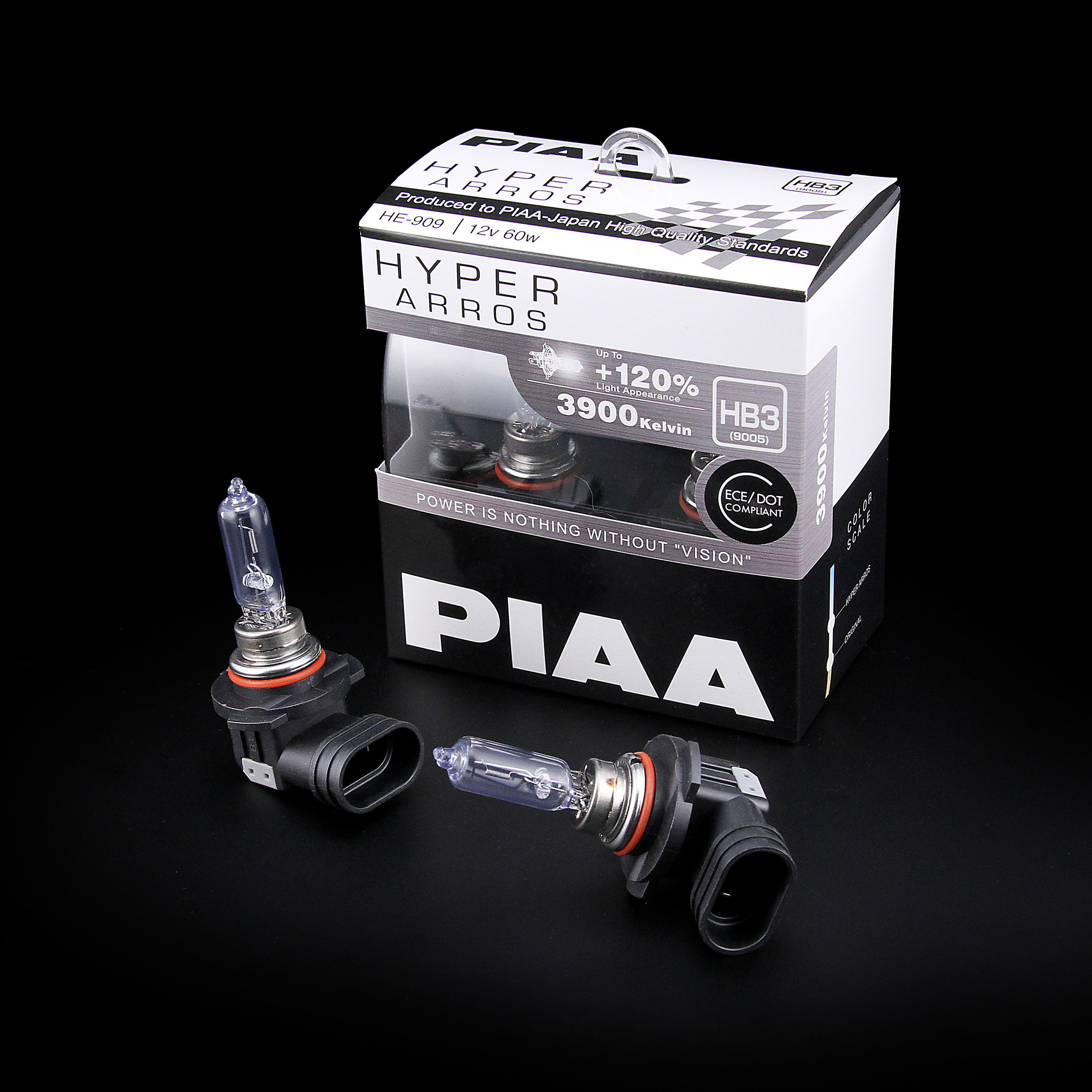 PIAA Hyper Arros HB3 High Performance Halogen Bulbs 3900k Brilliant White PAIR HE-909