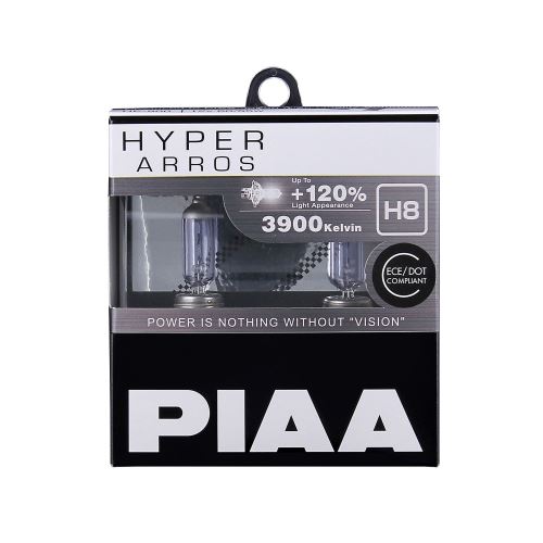 PIAA Hyper Arros H8 High Performance Halogen Bulbs 3900k Brilliant White PAIR