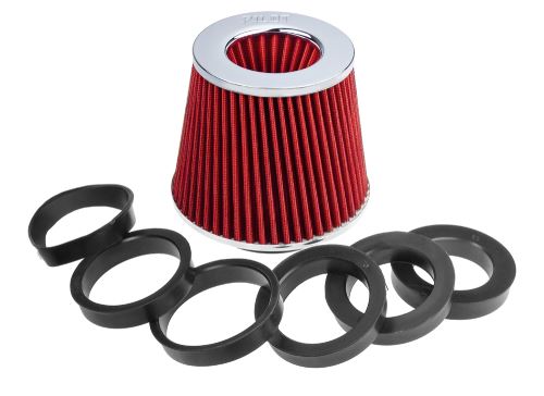 Universal Twin Cone Red Air Filter Induction kit High Quality Chrome Top
